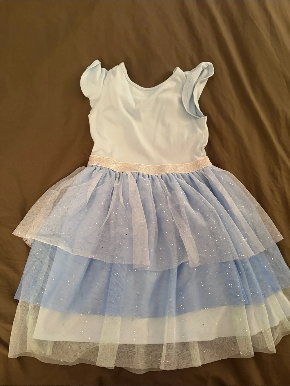 Disney Girls Light Blue Frozen Elsa Layered Tulle Dress Pair